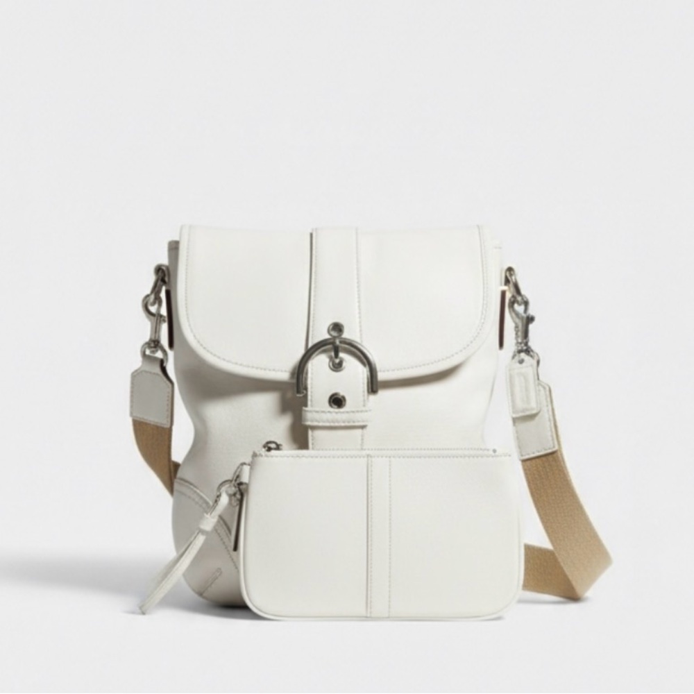 Coach Purse Womens White Leather Messenger With New Wristlet Wallet Vintage Y2K